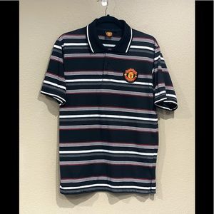 Official Manchester United Football Vintage Polo Size L Red Black White Man Utd